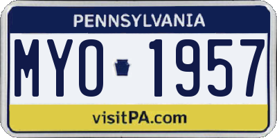 PA license plate MYO1957