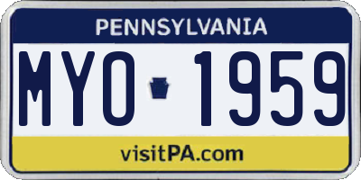 PA license plate MYO1959