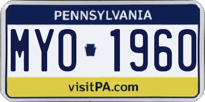PA license plate MYO1960
