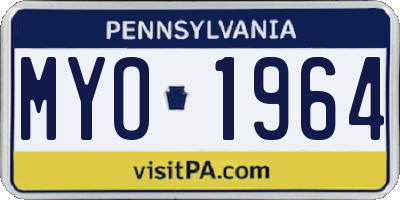 PA license plate MYO1964