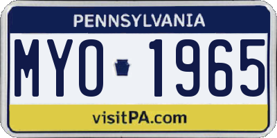PA license plate MYO1965
