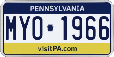 PA license plate MYO1966