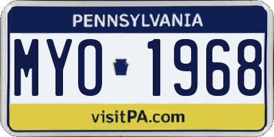PA license plate MYO1968