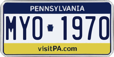 PA license plate MYO1970