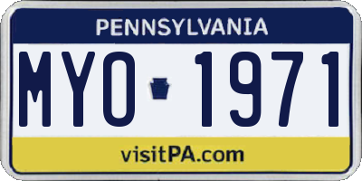 PA license plate MYO1971