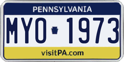 PA license plate MYO1973