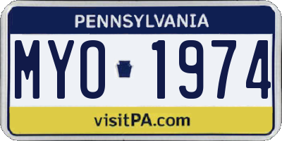 PA license plate MYO1974