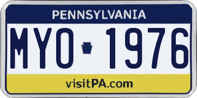 PA license plate MYO1976