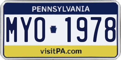 PA license plate MYO1978