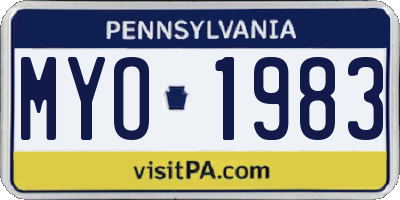 PA license plate MYO1983