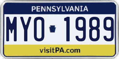 PA license plate MYO1989