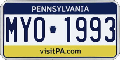 PA license plate MYO1993