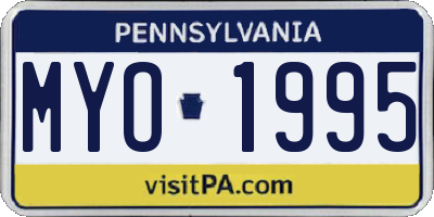 PA license plate MYO1995