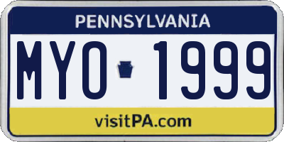 PA license plate MYO1999