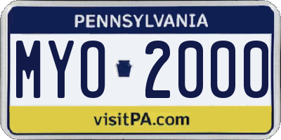 PA license plate MYO2000