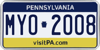PA license plate MYO2008