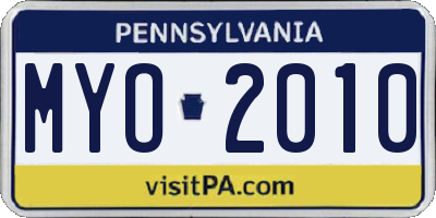 PA license plate MYO2010