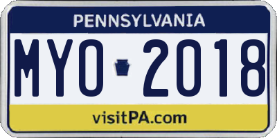 PA license plate MYO2018