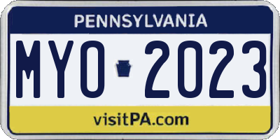 PA license plate MYO2023