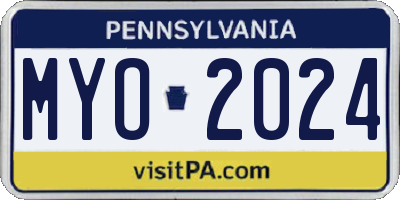 PA license plate MYO2024