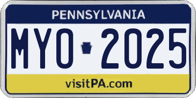 PA license plate MYO2025