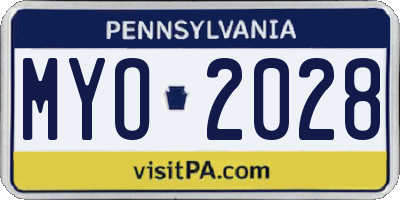 PA license plate MYO2028