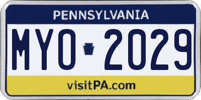 PA license plate MYO2029