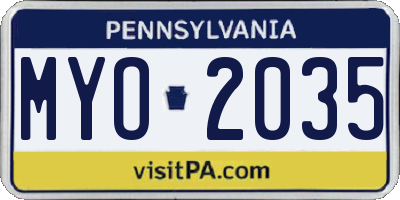 PA license plate MYO2035