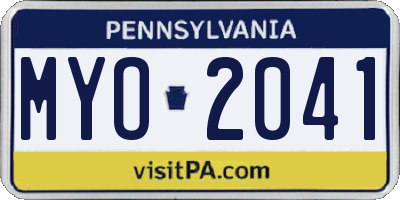PA license plate MYO2041