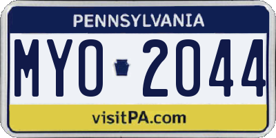 PA license plate MYO2044