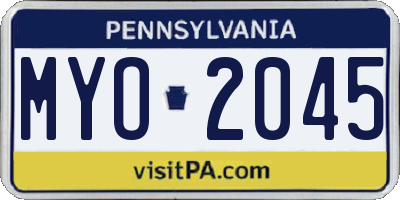 PA license plate MYO2045