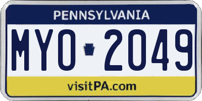 PA license plate MYO2049