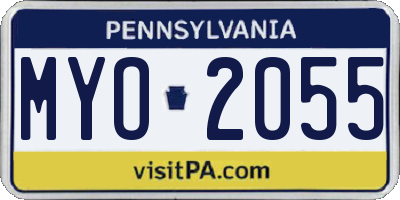 PA license plate MYO2055