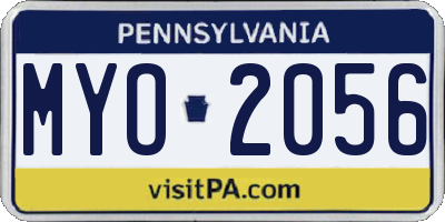 PA license plate MYO2056