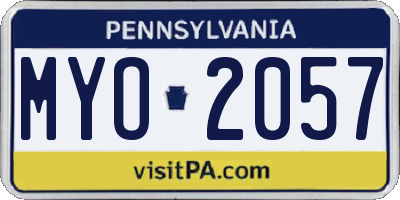 PA license plate MYO2057