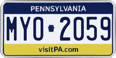 PA license plate MYO2059