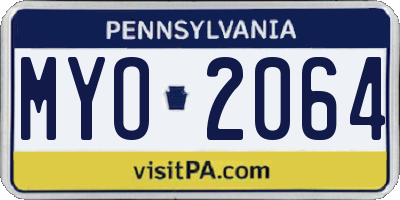 PA license plate MYO2064