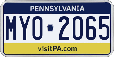 PA license plate MYO2065