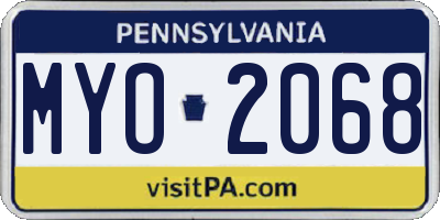 PA license plate MYO2068