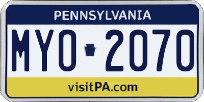PA license plate MYO2070