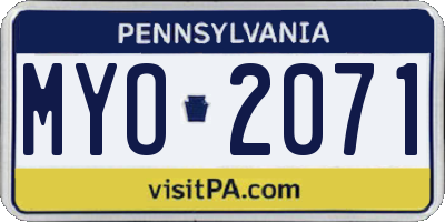 PA license plate MYO2071