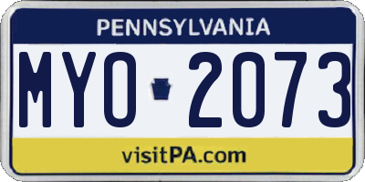 PA license plate MYO2073