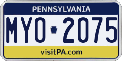 PA license plate MYO2075