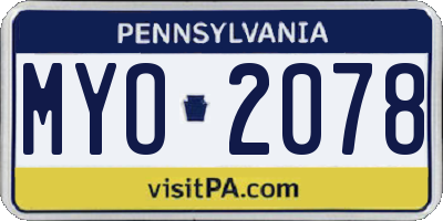 PA license plate MYO2078