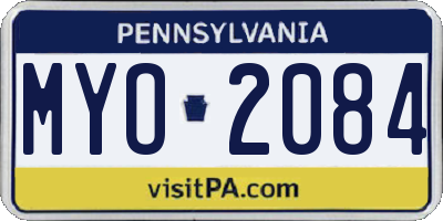 PA license plate MYO2084
