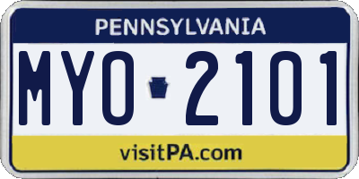 PA license plate MYO2101