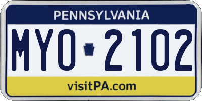 PA license plate MYO2102