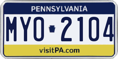 PA license plate MYO2104