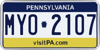 PA license plate MYO2107