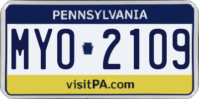 PA license plate MYO2109